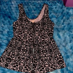 LA hearts black and white peplum tank top